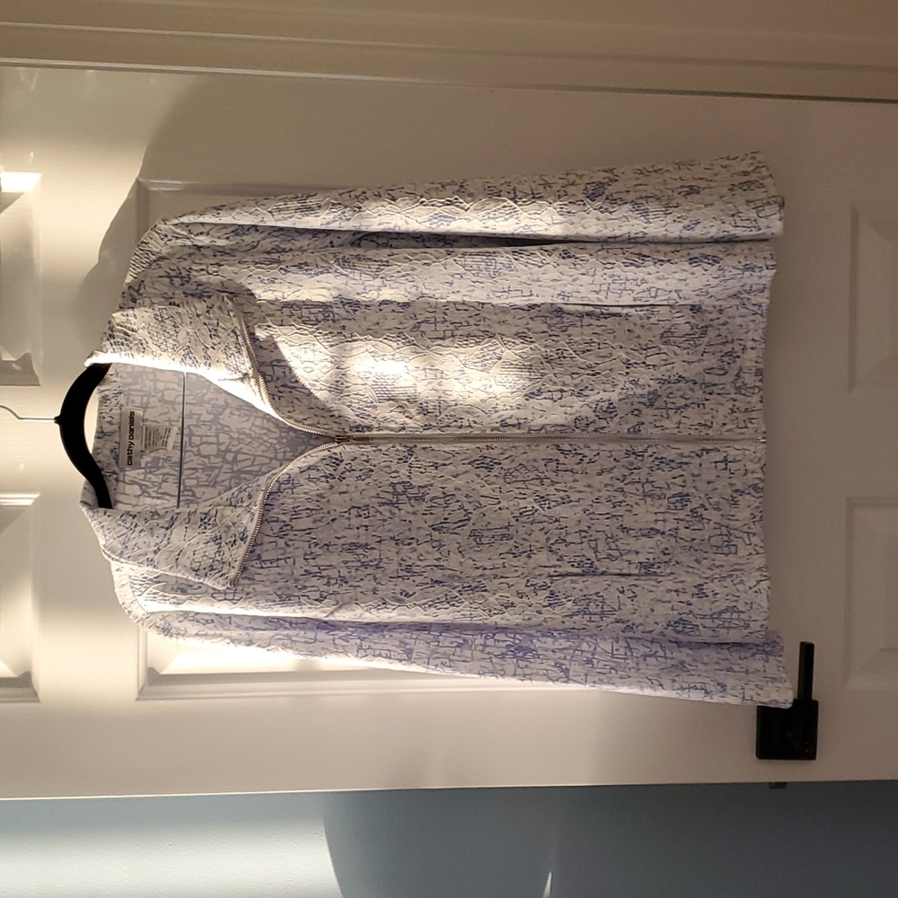 Light Blue and White Lace Jacket XL Cathy Daniels